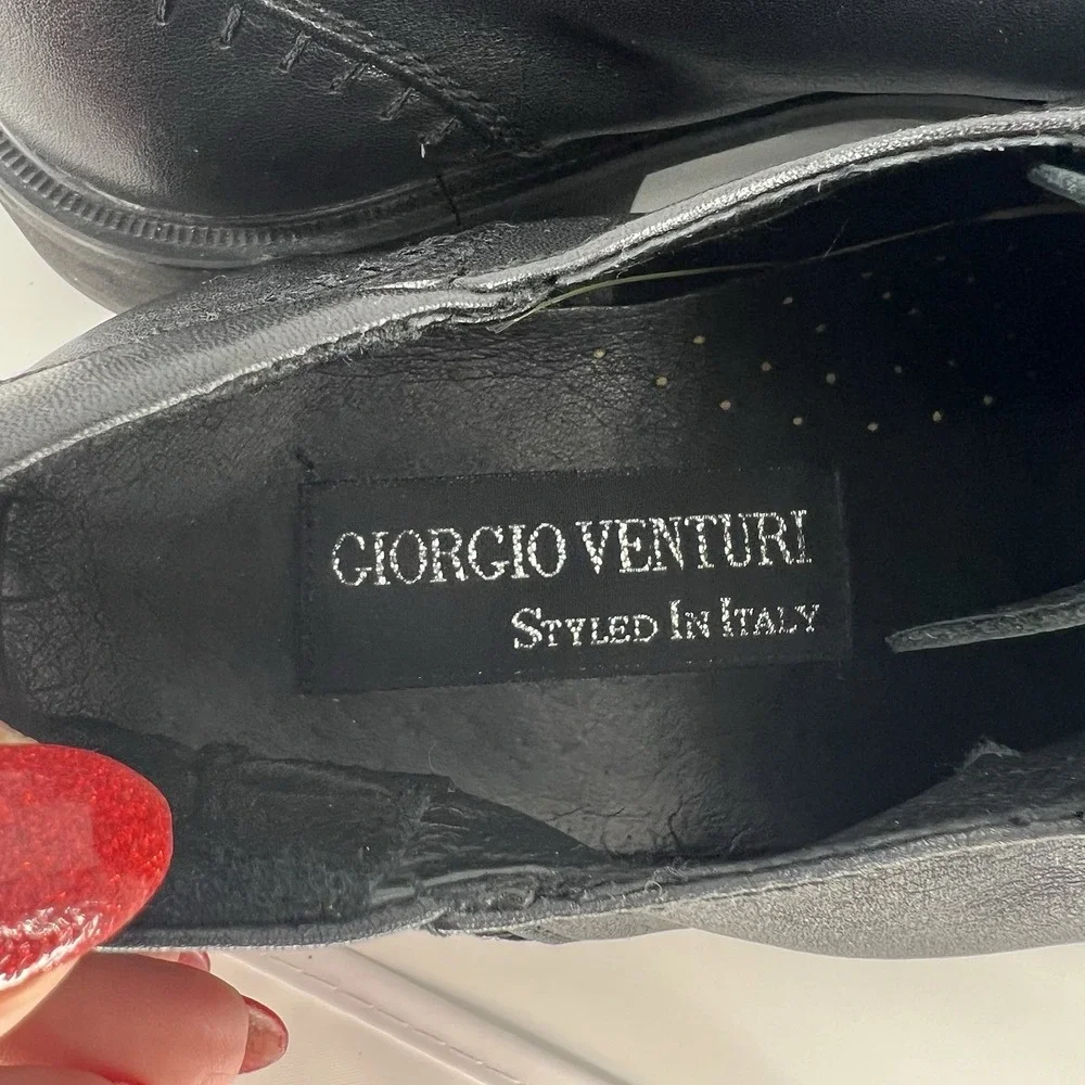 Giorgio Venturi‎ Men's Leather Shoes Size 8.5 Black Oxfords Dress Or Casual Soft